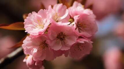 Delicate Pink Cherry Blossom Cluster in Bloom