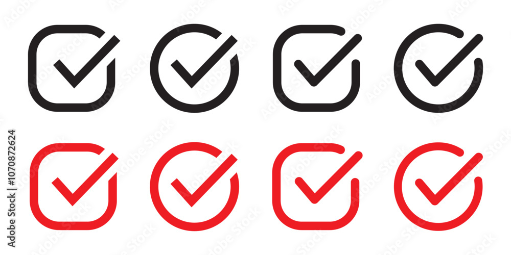 Aufkleber check mark icon vector set. tick box, checkbox symbol sign. check box icon with right or yes check m