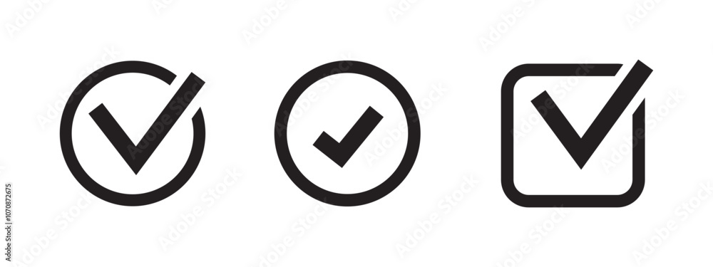 Aufkleber check mark icon vector set. tick box, checkbox symbol sign. check box icon with right or yes check m