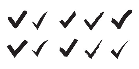 Check mark icon vector set. Check marks collection. Tick icon. Check marks symbol collection. Check marks different shape, Tick mark sign and symbol.
