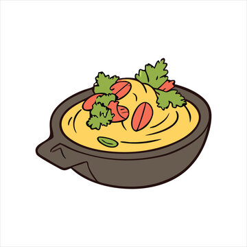 yellow dip bowl with tomatoes and herbs clip art preview
