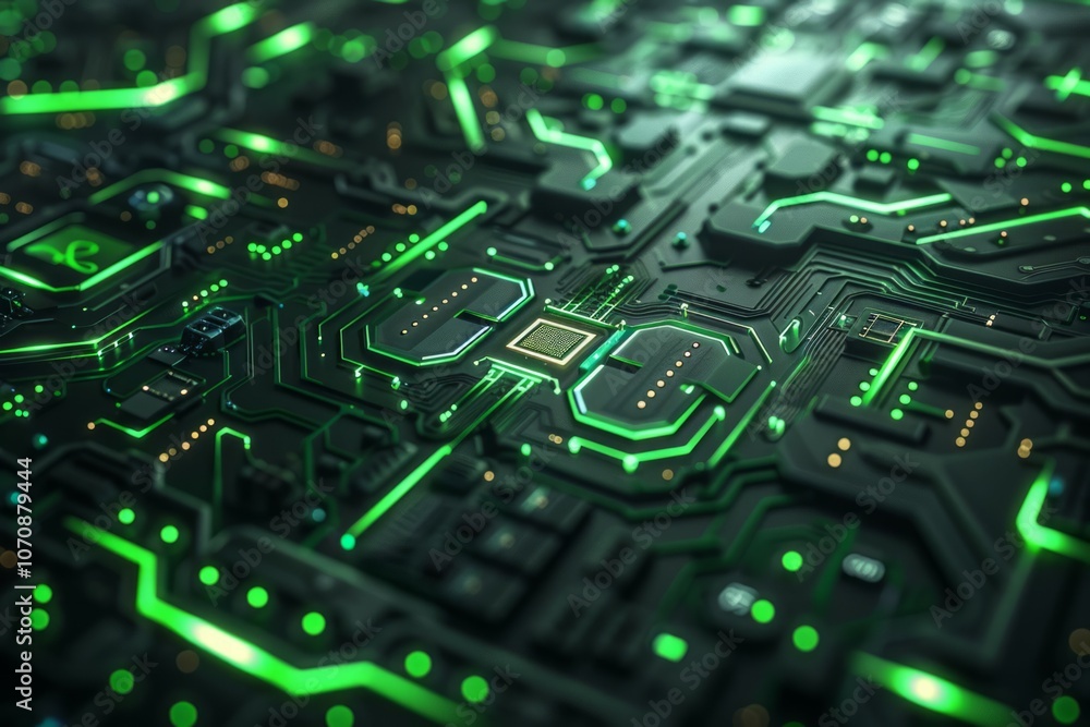 Poster circuit board. electronic computer hardware technology. motherboard digital chip. neural network ai 