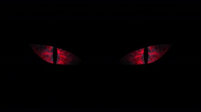 Intense and terrifying, reDemonic red, cat-like gaze.d, cat-like gaze.