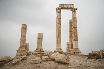 ruins of ancient roman temple  in Amman citadel 