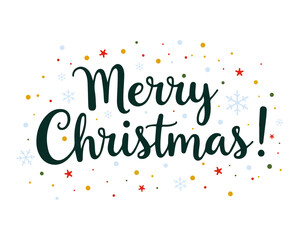 Merry Christmas quote, lettering, design for t-shirt, vector quote, Illustration isolated on white background.