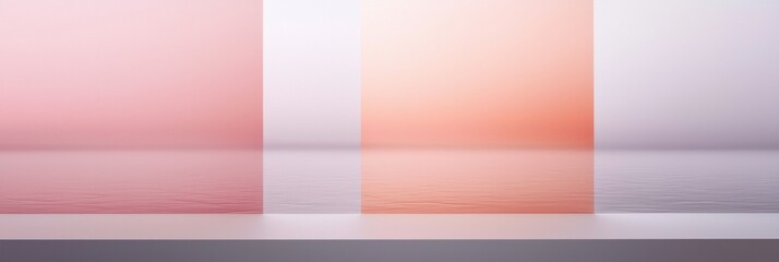 Obraz premium A series of three pink and white stripes are displayed on a white background