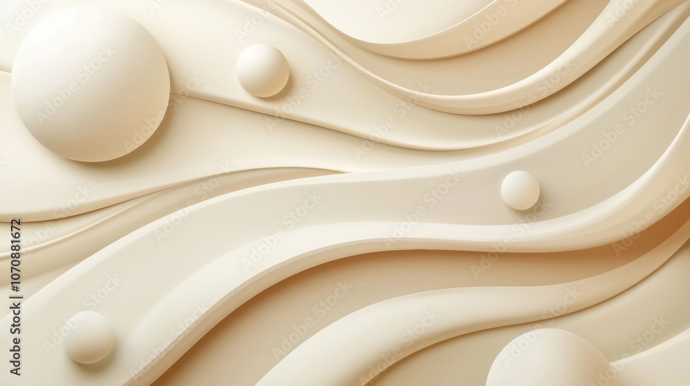 Poster a white background with a series of small, round objects scattered throughout