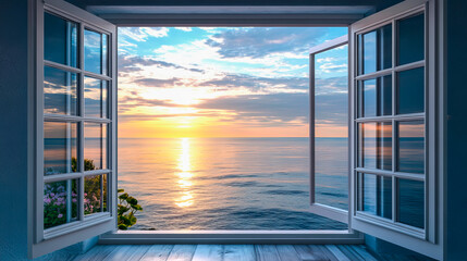 Beautiful sea view from the open window © Kassandra