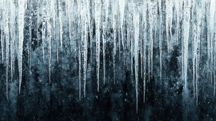 A hanging icicle texture with layered, slightly transparent icicles, frosty blue tint, and a natural shine, evoking a wintery icicle wall.