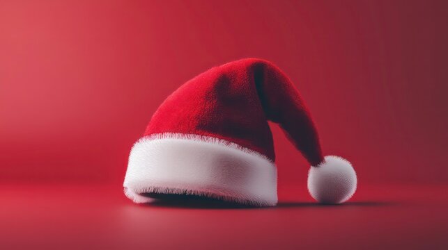 Isolated festive christmas santa hat on a simple background for holiday cheer and decor - Powered by Adobe
