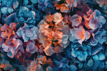 A close-up shot of various colorful flowers