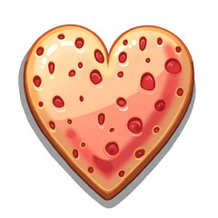 This whimsical heart shaped treat captures the joy of love and sweetness in every delightful and colorful detail, digital illustration of food art concept.