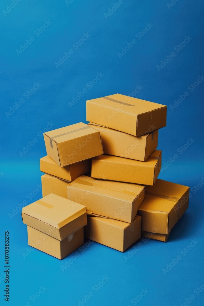 Aufkleber a stack of boxes piled high with various sizes and shapes