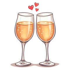 Celebrate the joy of togetherness with sparkling glasses toasting to love and connection, digital illustration of symbolic representation concept.