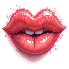 Explore the allure of beauty through a vibrant illustration of glossy, captivating lips symbolizing charm and attraction, digital illustration of beauty and aesthetics concept.