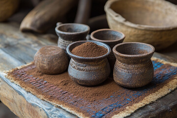Fototapeta premium Ethiopian coffee ceremony items used by tribes.