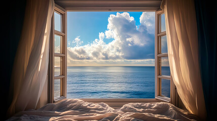 Beautiful sea view from the open window