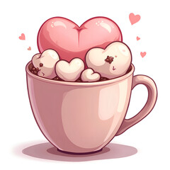 Experience the joy of love with every sip of this heartfelt hot chocolate delight , digital art of food illustration concept.
