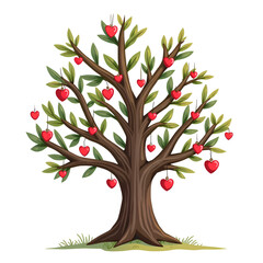 Fototapeta premium Discover the beauty of love and prosperity intertwined in the unique heart tree of life, digital illustration of symbolism concept.