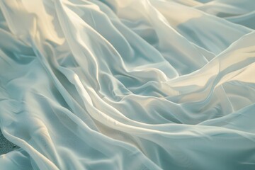 Obraz premium A close-up view of a white bed sheet, perfect for interior design or bedroom-themed projects