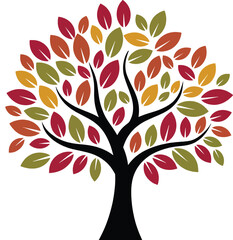 Obraz premium A tree with vibrant multicolored leaves.