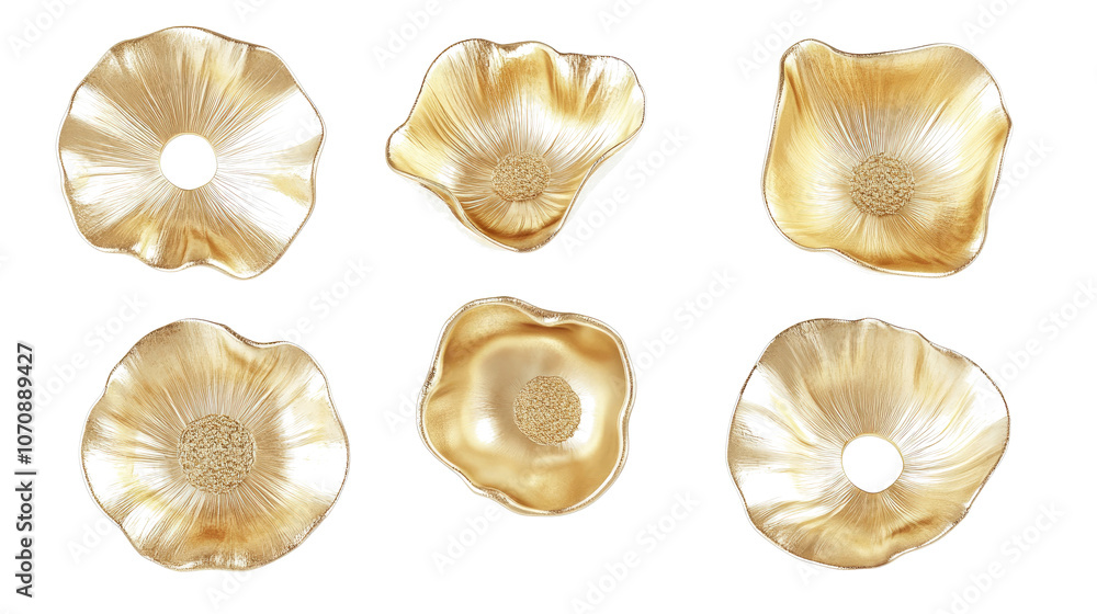 Poster set of gold medal designs on a transparent background generative ai
