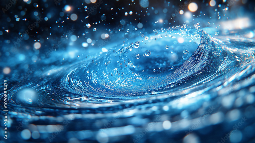 Aufkleber mesmerizing swirl of water creates dynamic and vibrant scene filled with sparkling droplets