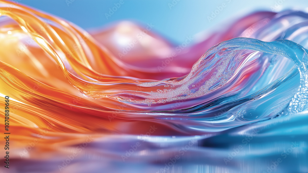 Poster vibrant waves of colorful liquid create mesmerizing visual effect