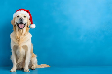 dog wearing santa hat