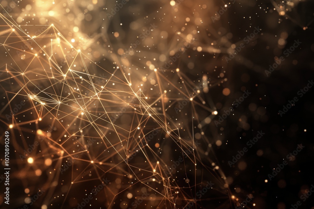 Aufkleber abstract golden network of interconnected lines and points