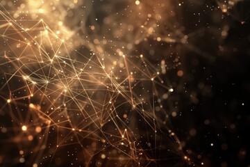 Fototapeta premium Abstract Golden Network of Interconnected Lines and Points