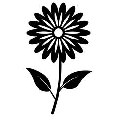 Minimal Daisy Plant Silhouette.