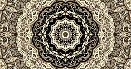 Fototapeta premium lamic geometric pattern featuring intricate beige and dark ornamental design gold vignette on a modern arabesque background for print materials