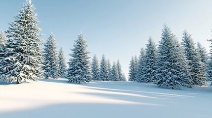 Fototapeta premium Winter Landscape with Snow-Covered Pine Trees