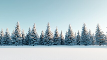 Fototapeta premium Frosted Evergreen Trees in Winter Landscape