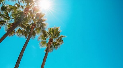 Palm Trees Under a Blue Summer Sky