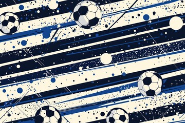 Abstract Soccer Ball Pattern with Blue and White Stripes