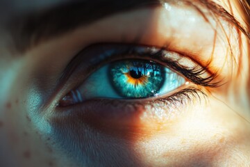 Fototapeta premium A detailed view of a person's blue eye, perfect for medical or cosmetic use