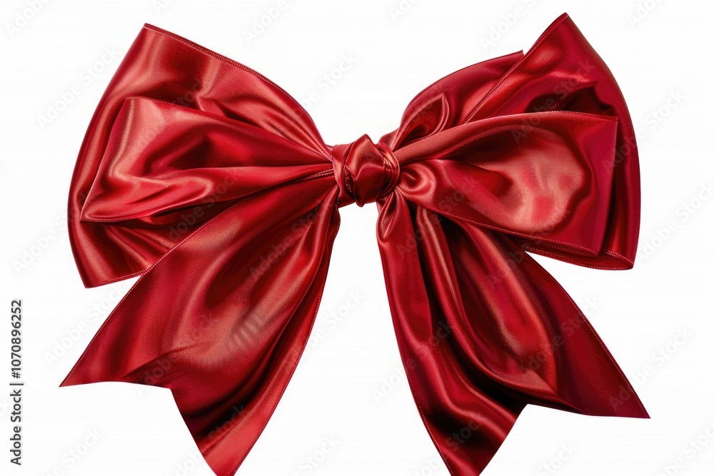 Poster a large red bow sits alone on a plain white background, perfect for adding a pop of color to your de