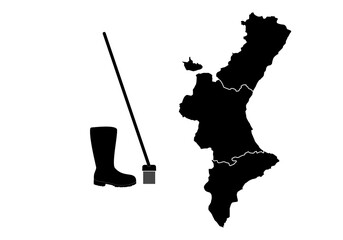 Botas de agua y cepillo de limpieza como equipamiento básico en las inundaciones de Valencia