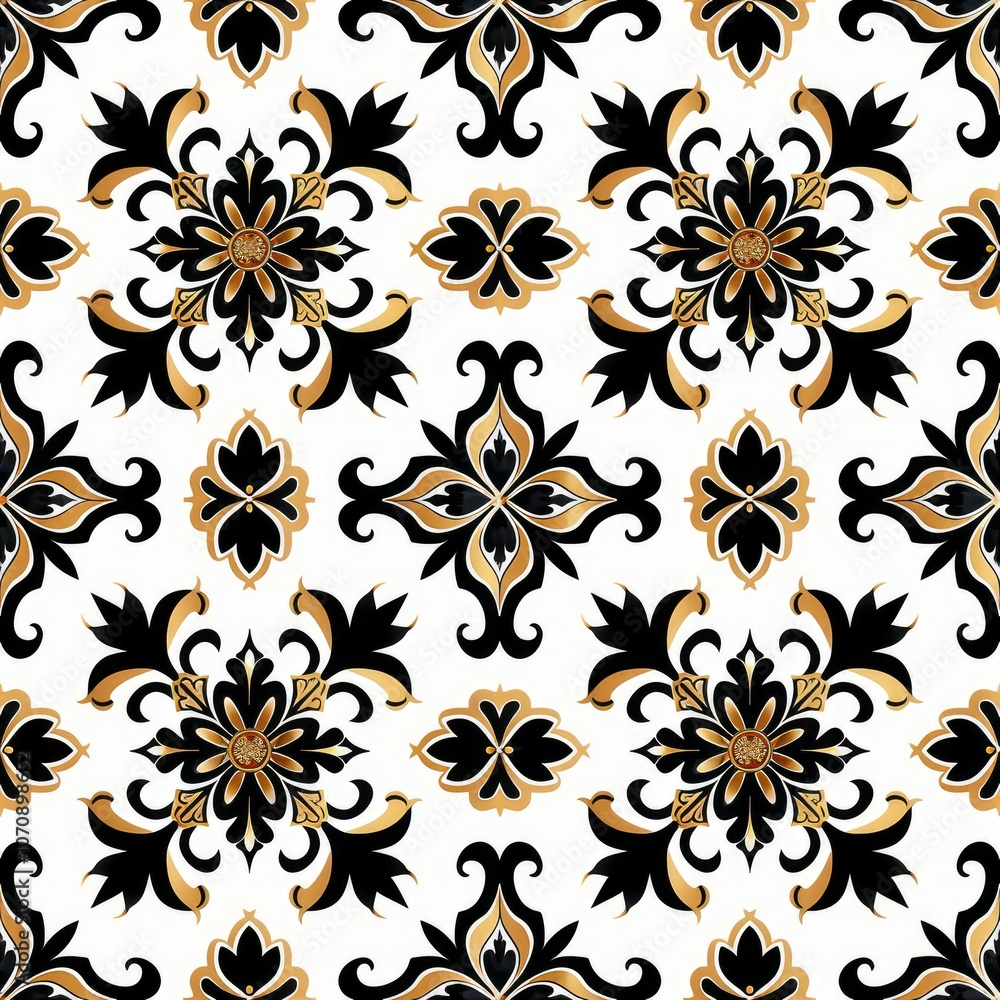 Poster luxury gold and black pattern creating seamless texture, great for using on wrapping paper or as web