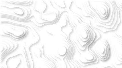 Abstract 3D background creative pattern in illustration with white color design in papercut.Topographic canyon geometric map relief texture with curved layers and shadow. Abstract realistic papercut	
