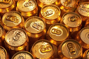 Close-up shot of various cans of beer