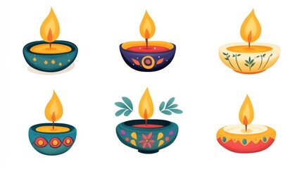 Festive Diya Candles Diwali Yoga Meditation Indian Culture