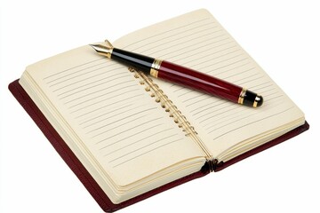 Open notebook with a pen on it.