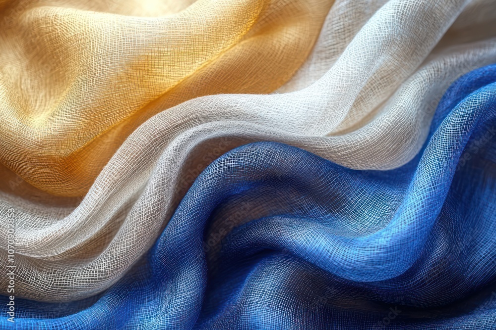 Poster abstract texture of draped multicolored fabric with a grid pattern