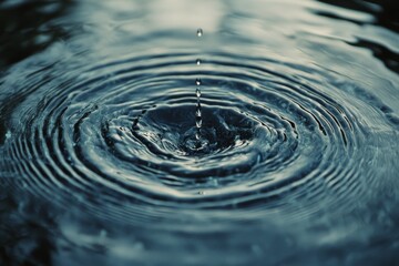Water droplets creating ripples in a calm pond on a serene afternoon