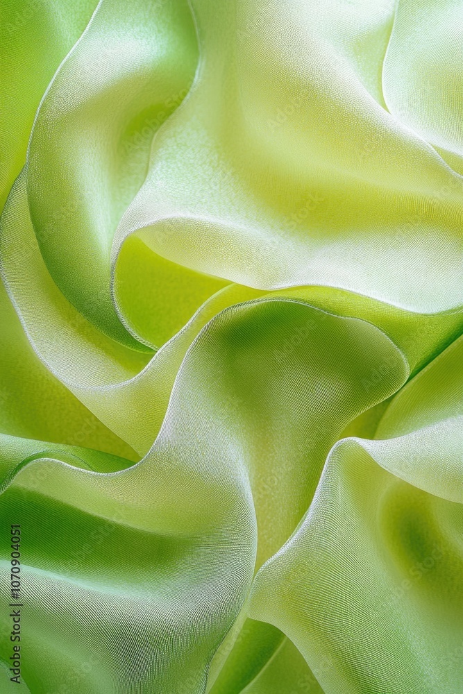 Poster a close-up shot of a piece of green fabric with intricate texture and pattern