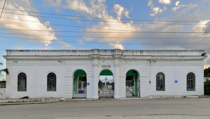Imposing facade of the Cementerio Regla Cemetery inaugurated in AD 1900, foundation stone laid in 1876, the burials beginning in 1882. Havana-Cuba-647