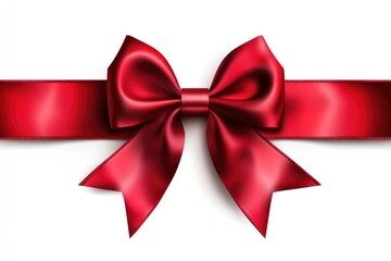 Fototapeta premium A red ribbon tied with a bow on a clean white background